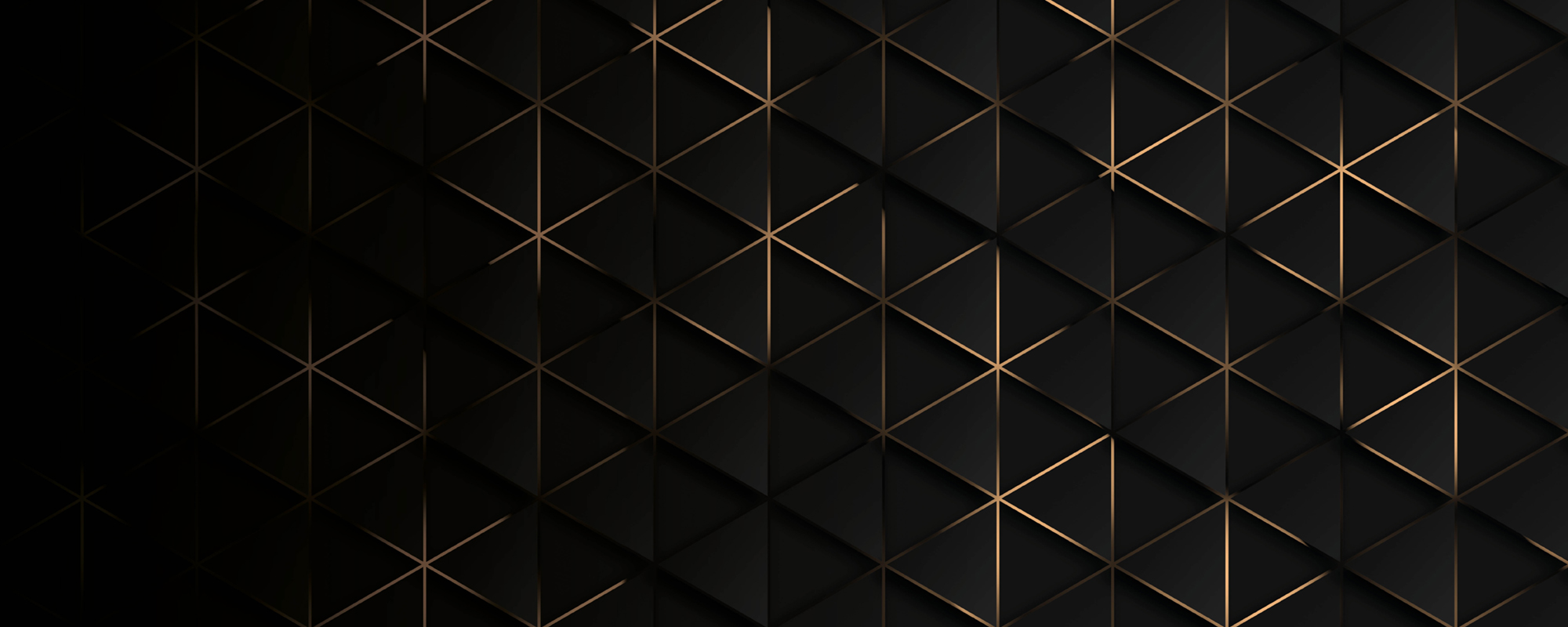 A uniform geometric pattern in gold on a black background